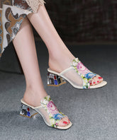 Elegante, klobige Peep-Toe-Sandalen aus schwarzem Rindsleder